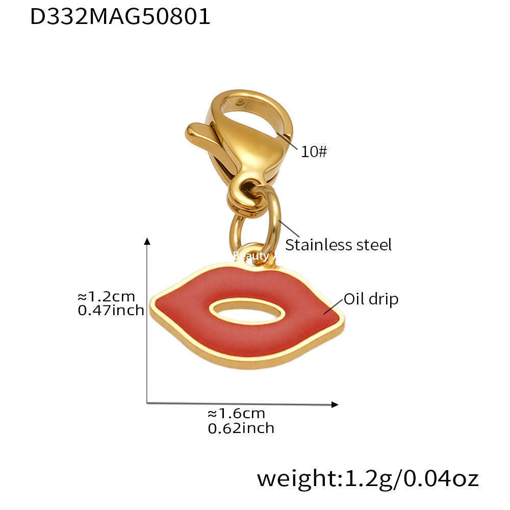 D관 - 18K 도금 체리 DIY 펜던트 스테인리스 스틸 목걸이 [P939] 25.08-2