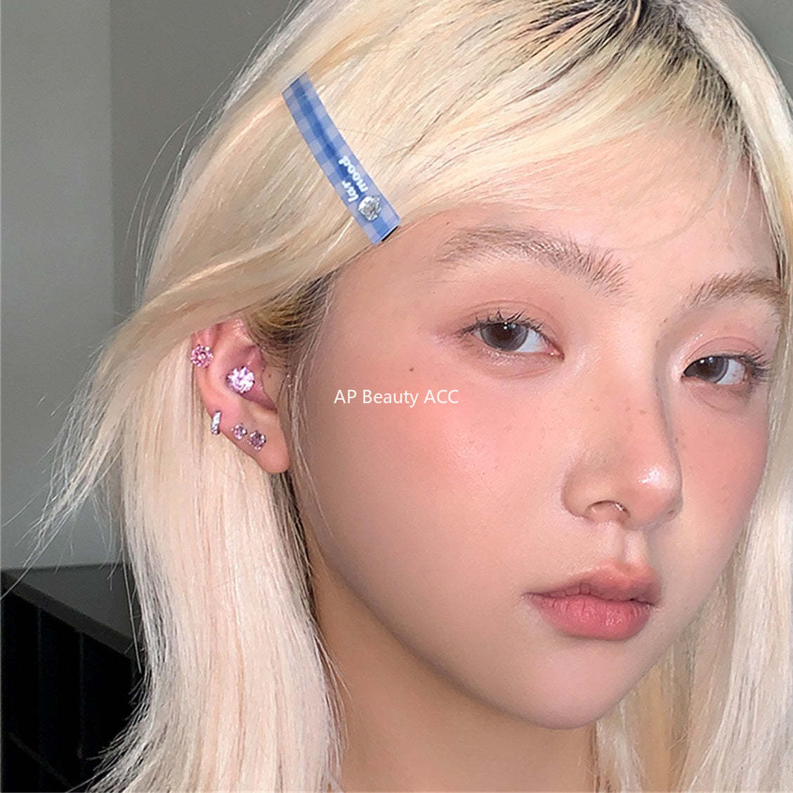 A관 - 999 실버 핑크 큐빅 스터드 귀걸이 [EH-4094] 25.10-2