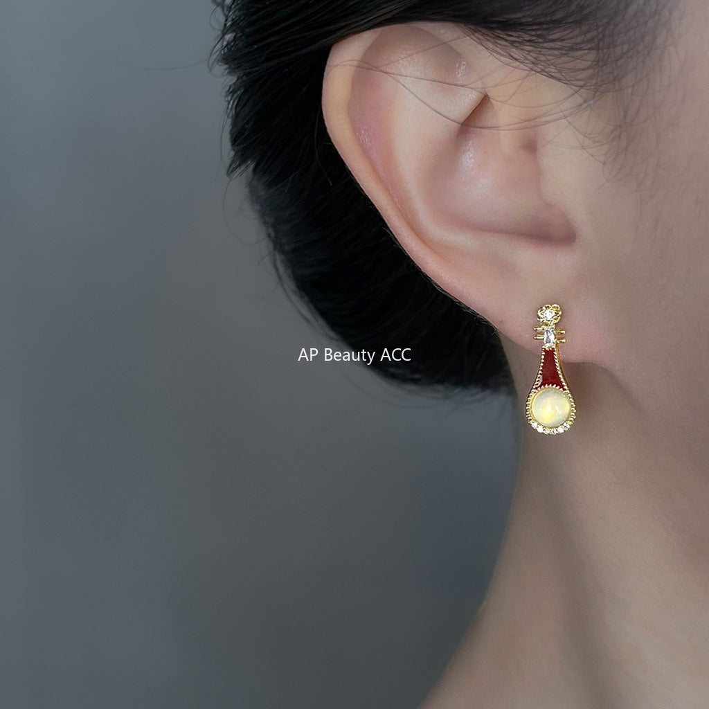 C관 - 925 은침 마노 미니 큐빅 악기 디자인 귀걸이 [6836] 25.10-3