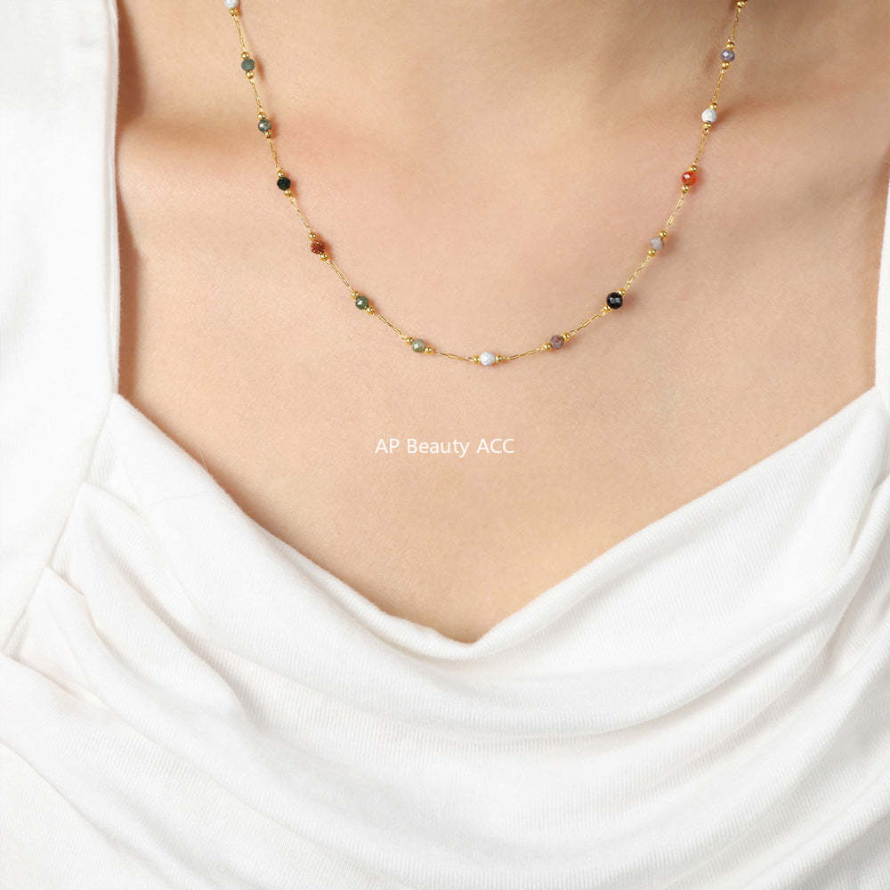 D관 - 유니크 다중 구성 DIY 레이어드 스테인리스 스틸 18K 도금 목걸이 팔찌 [TXP168-TXE168-P379] 24.10-4