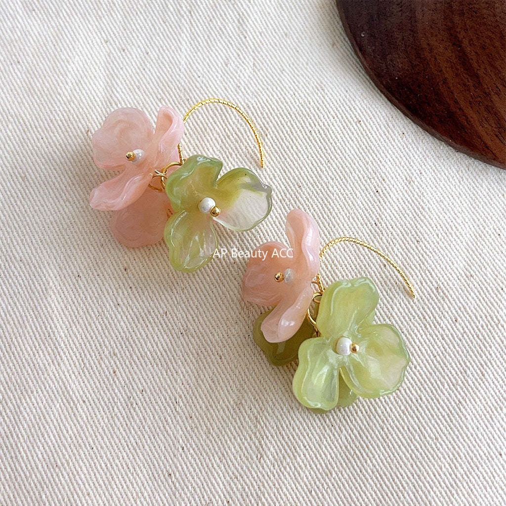 C관 - 14K 도금 숲 속 감성 여름 꽃 은침 귀걸이 [4182] 24.05-5