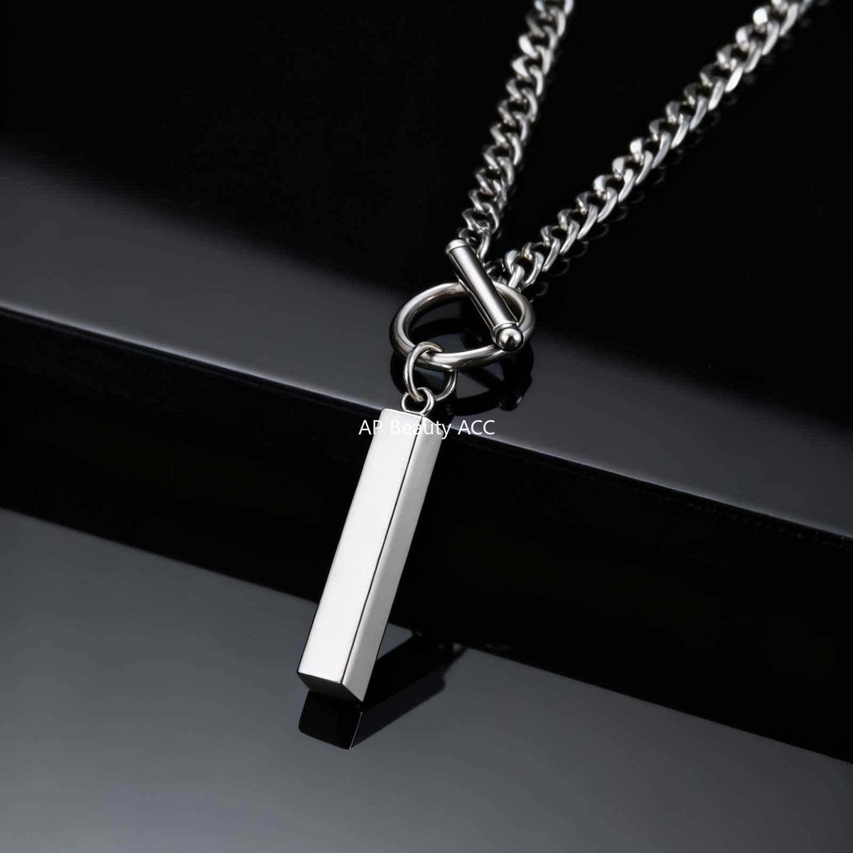 G관 - 스테인리스 스틸 OT 고리 직사각형 바 펜던트 목걸이 [NC-158] 25.12-2