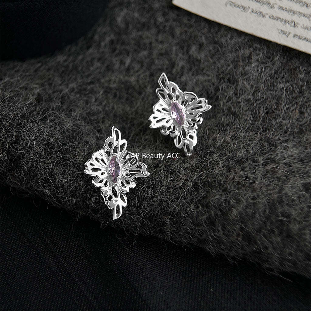 C관 - 925 은침 입체 플라워 큐빅 귀걸이 [7243] 25.12-3