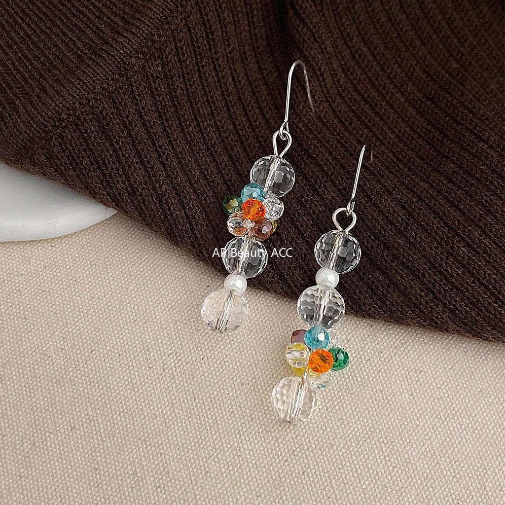 C관 - 핸드메이드 글래스 크리스탈 비즈 롱 태슬 귀걸이 [5479] 25.02-1