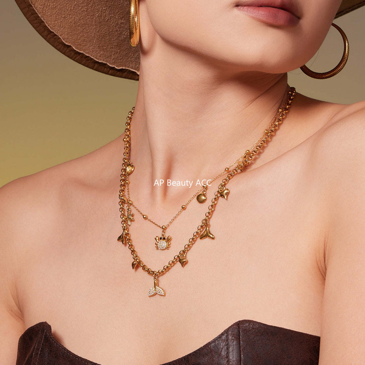 D관 - 스테인리스 스틸 해양생물 게 큐빅 펜던트 목걸이 [P826] 25.11-4