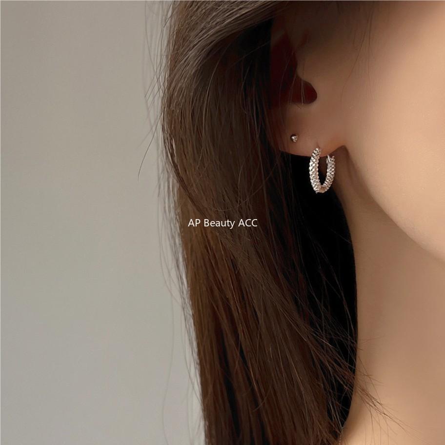 F관 - 925 실버 반짝이는 링형 귀걸이 [C1093] 25.10-4