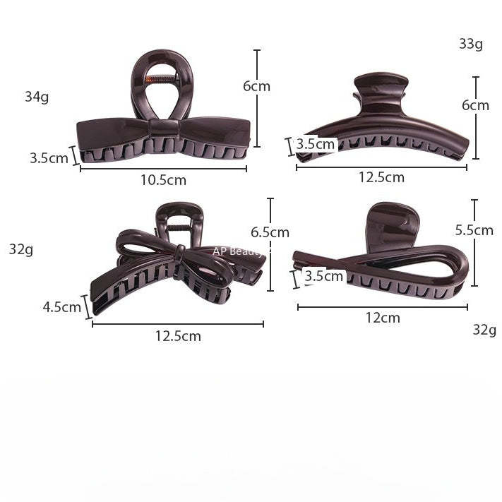 E관 - 초콜릿 브라운 리본 디자인 집게핀 [27614] 25.10-5