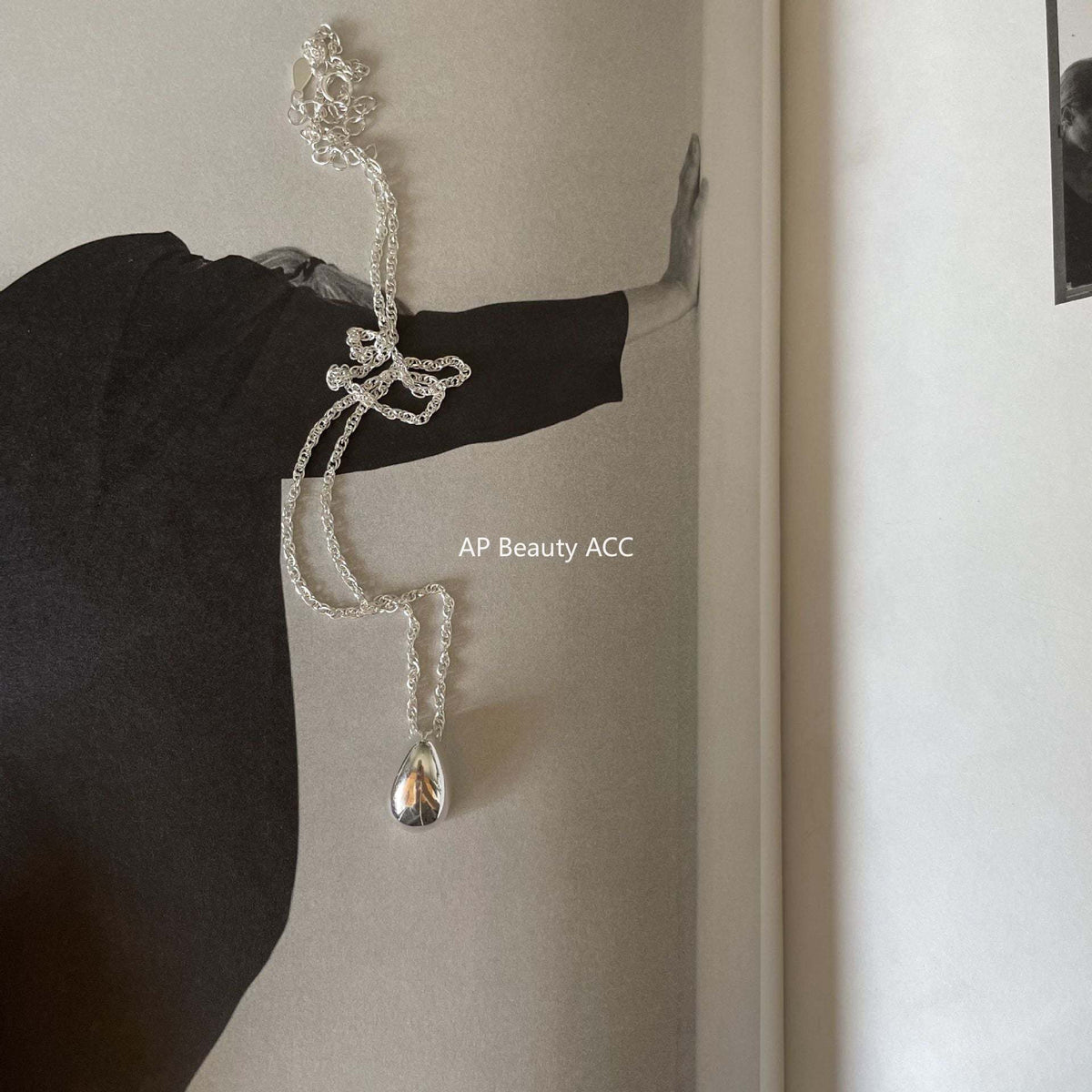 F관 - 925 실버 물방울 디자인 목걸이 [B1170] 25.12-3