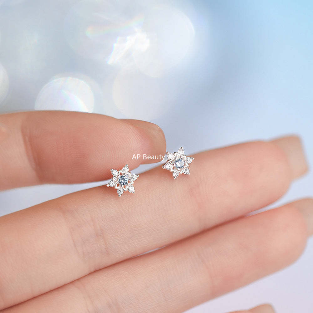 B관 - 999 실버 눈꽃 모양 귀걸이 [YC9912E_1] 25.12-2