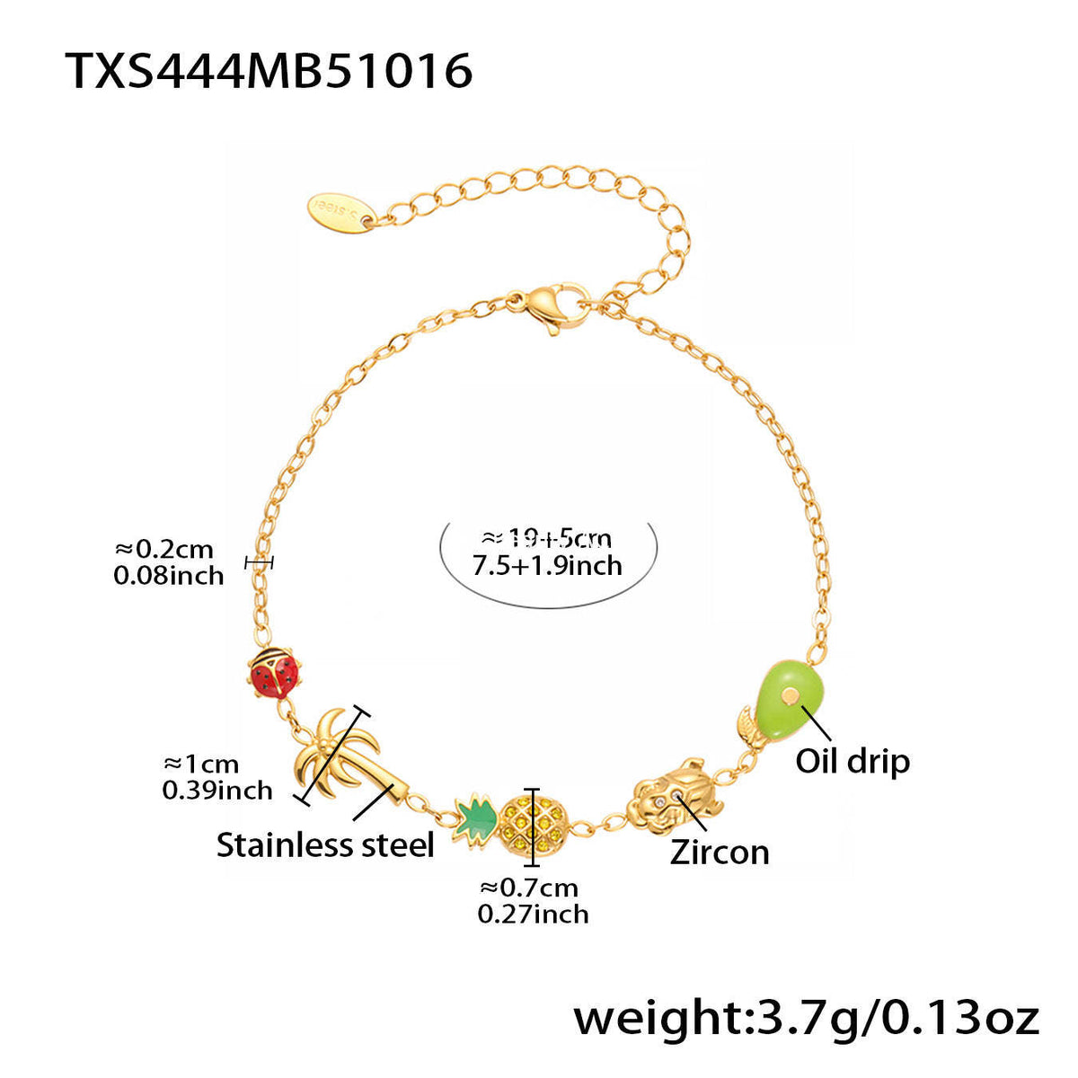 D관 - 스테인리스 스틸 게 조개 파인애플 큐빅 펜던트 목걸이 팔찌 반지 [TXP443] 25.10-4