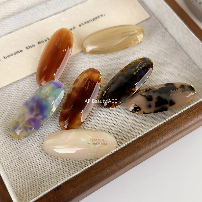 E관 - 프렌치 타원형 셀룰로이드 소형 헤어핀 [24383] 25.10-2