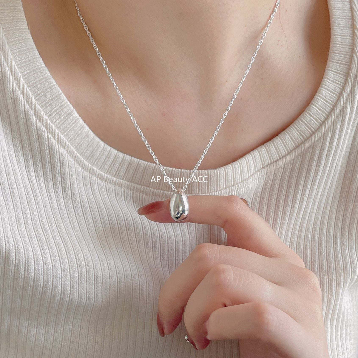 F관 - 925 실버 물방울 디자인 목걸이 [B1170] 25.12-3