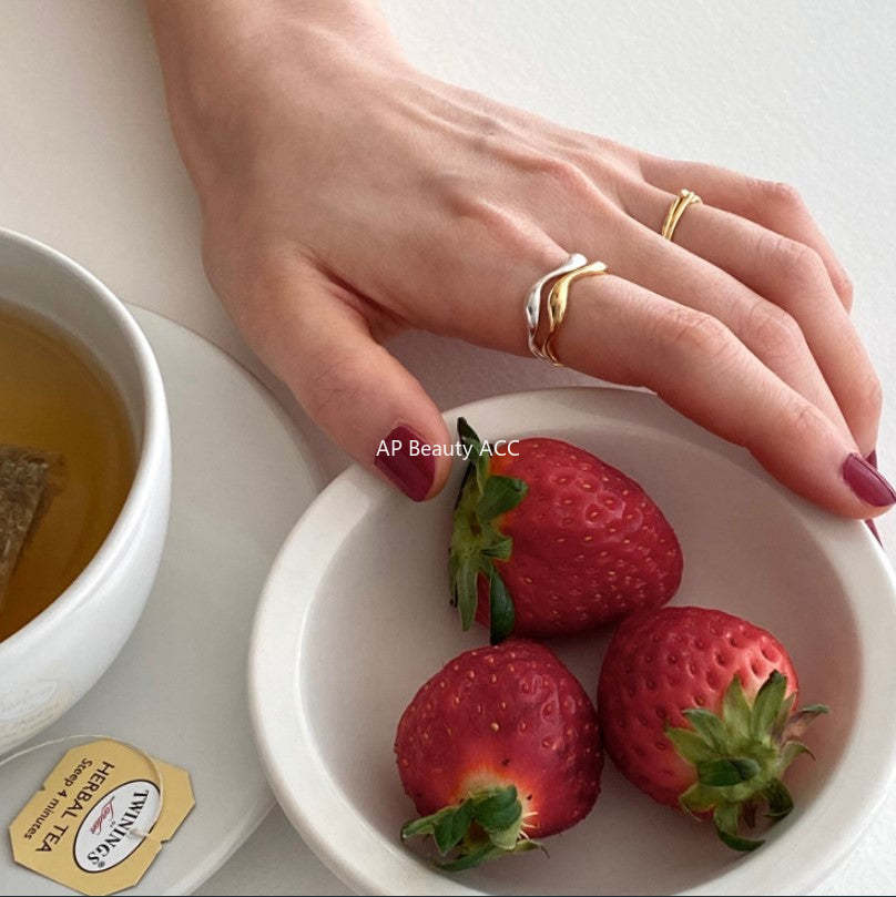 F관 - 925 실버 웨이브 곡선 오픈 반지 [J1174] 25.12-1