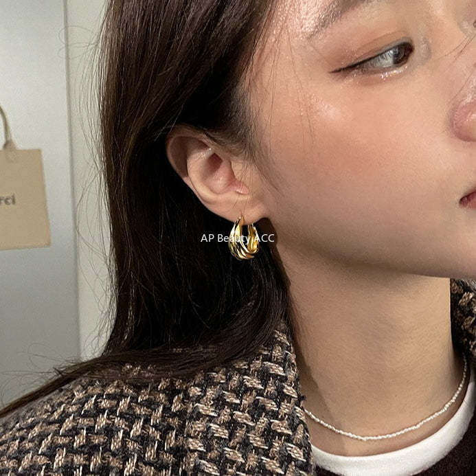 A관 - 주름 모양 925 은침 후프 귀걸이 [EH-2071.EBSJ] 25.12-3