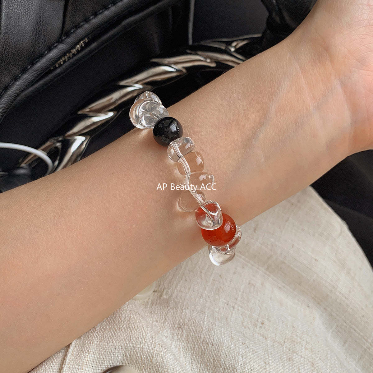 A관 - 천연 백수정 호안석 연수정 흑마노 홍마노 비즈 팔찌 [S580] 25.09-4