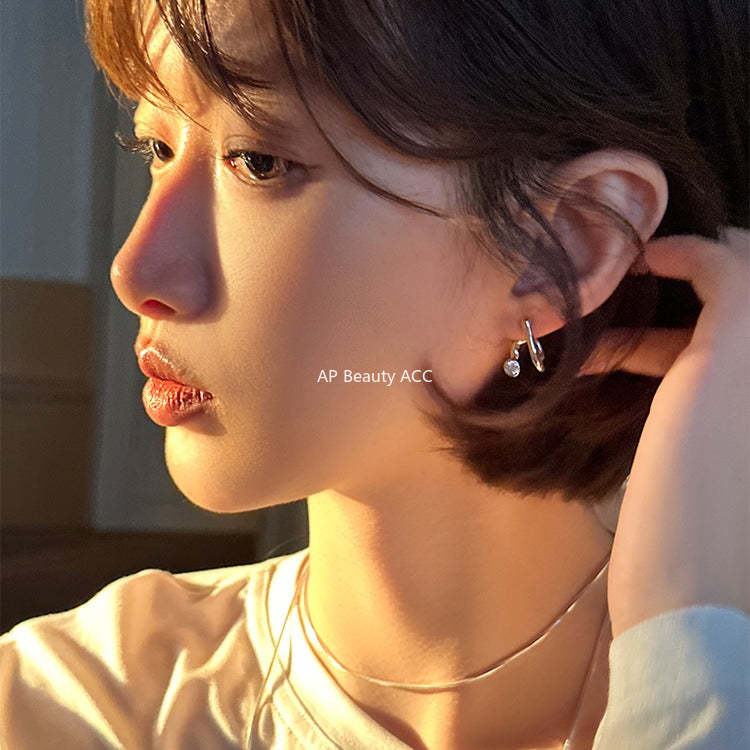 A관 - 925 은침 라인 곡선 디자인 큐빅 귀걸이 [EH-4049] 25.10-5