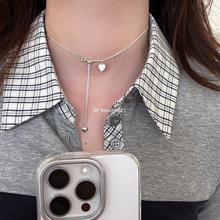 A관 - 925 실버 슬라이드 하트 펜던트 목걸이 [XL-1222] 25.11-1