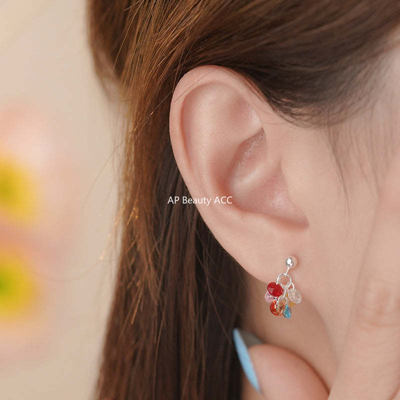B관 - 925 실버 포도 컬러 큐빅 비즈 귀걸이 [YC4885E_2] 25.09-4
