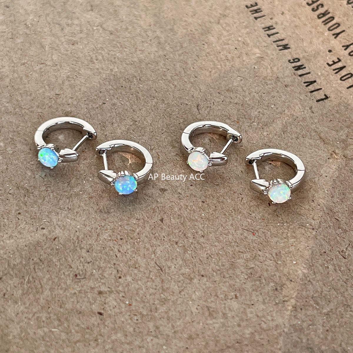 A관 - 티타늄 스틸 오팔 링형 일자침 귀걸이 [EH-4089] 25.10-4