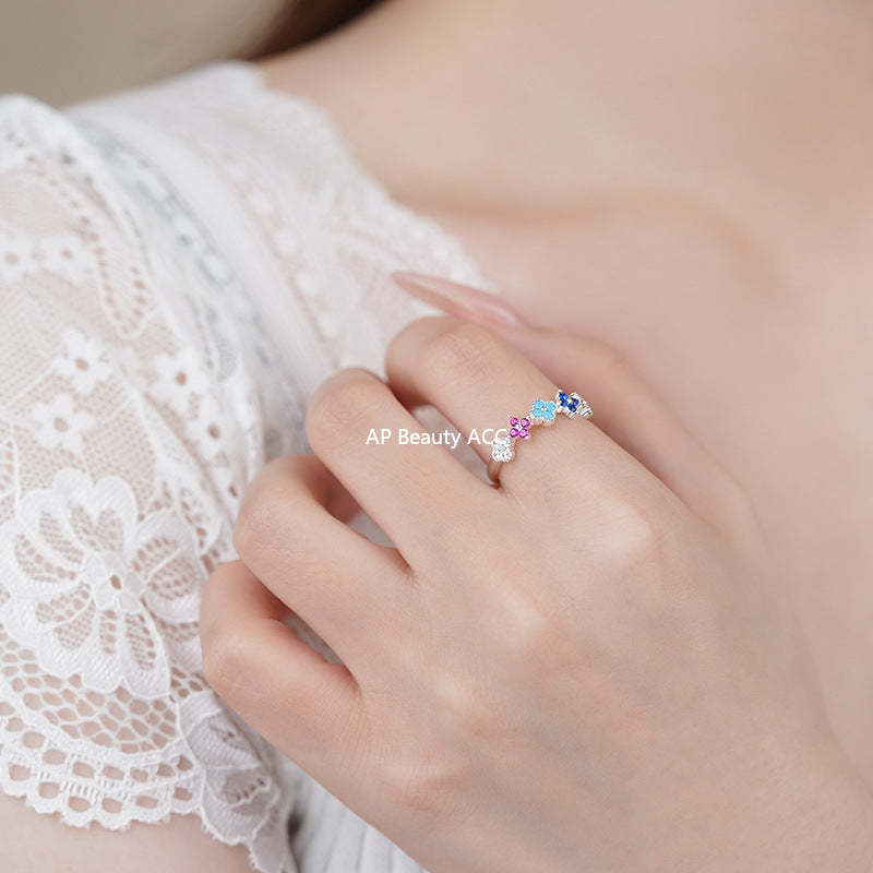 B관 - 925 실버 컬러 클로버 플라워 반지 귀걸이 [YC3164R_1 YC6343E_1] 25.11-2