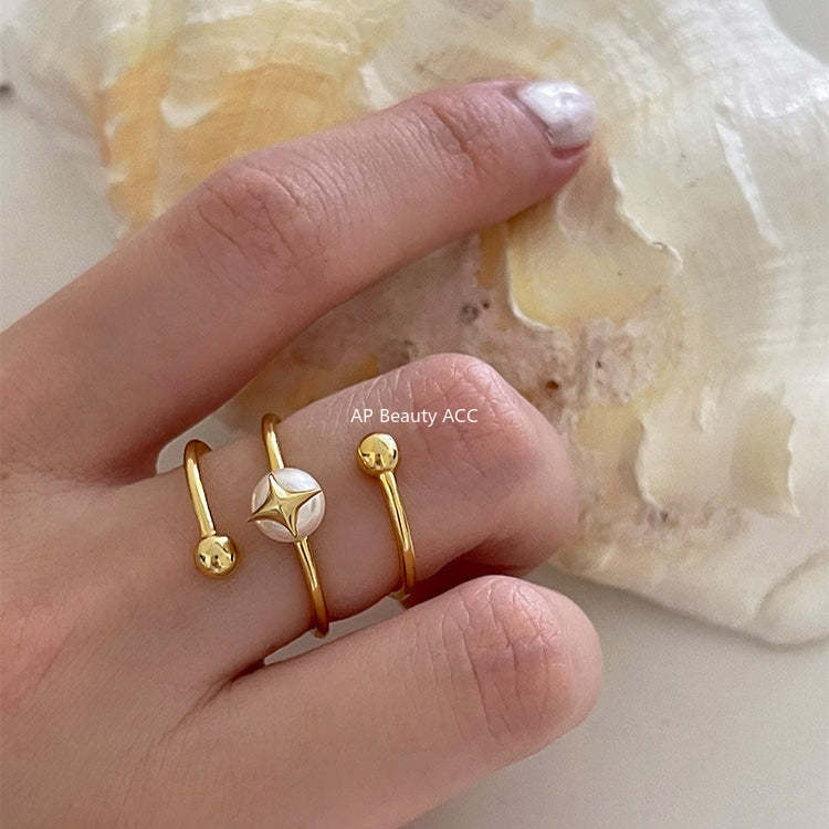 A관 - 925 실버 진주 사각별 회전 라인 디자인 반지 [JZ-0715] 25.10-5