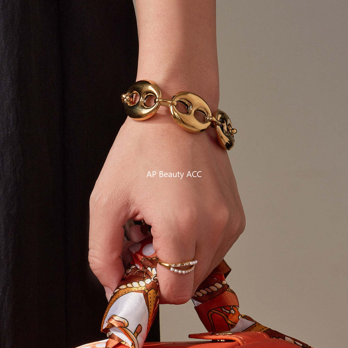 D관 - 타원형 돼지코 모양 체인 18K 도금 스테인리스 목걸이 팔찌 [TXP466] 25.11-3