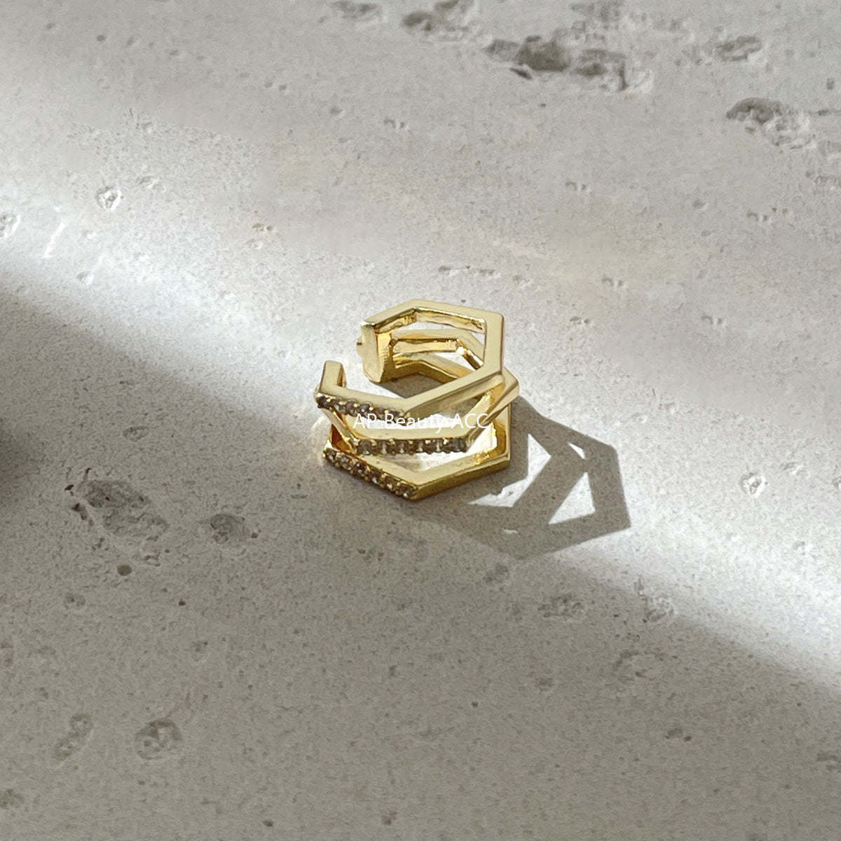 A관 - 멀티 레이어 큐빅 925 은침 스터드 이어커프 귀걸이 [EH-4292] 25.12-3