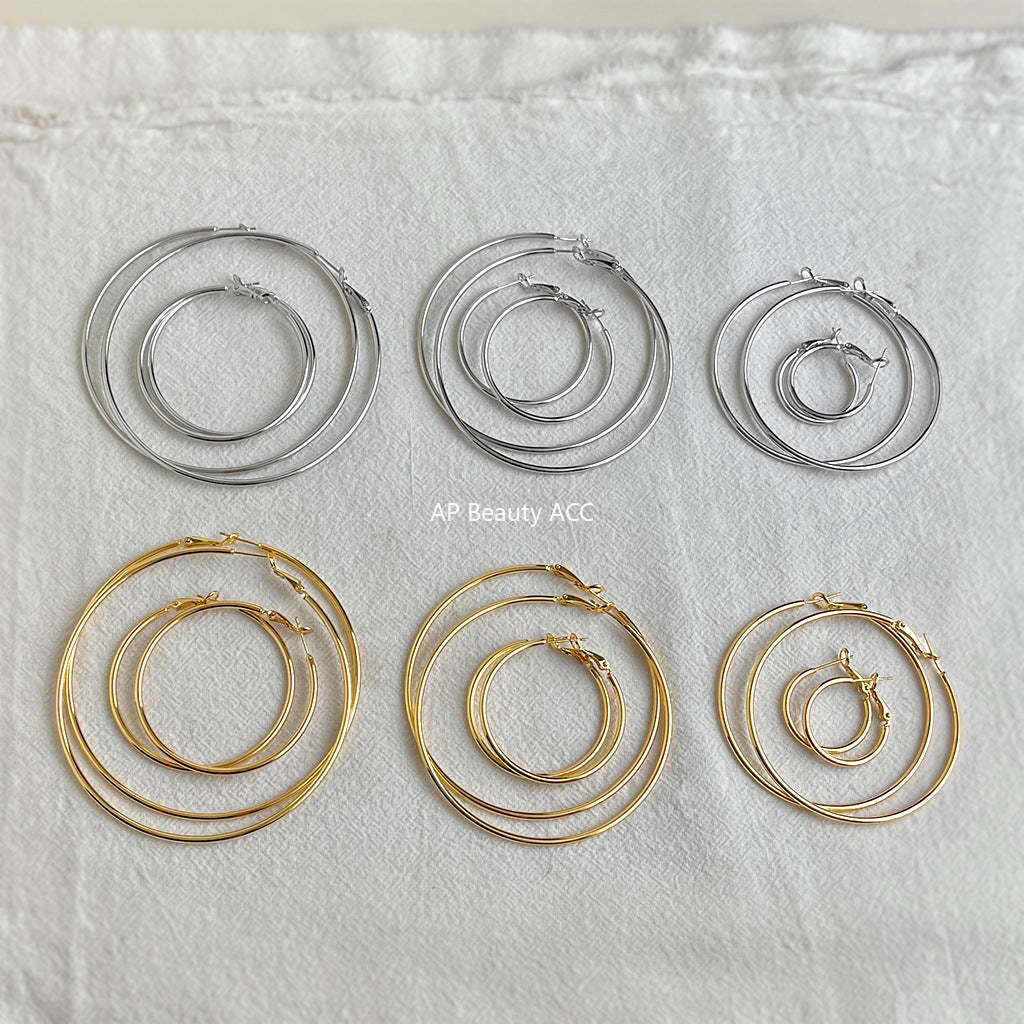 C관 - 와이드 원형 디자인 925 은침 링 귀걸이 [7120-7131] 25.11-3