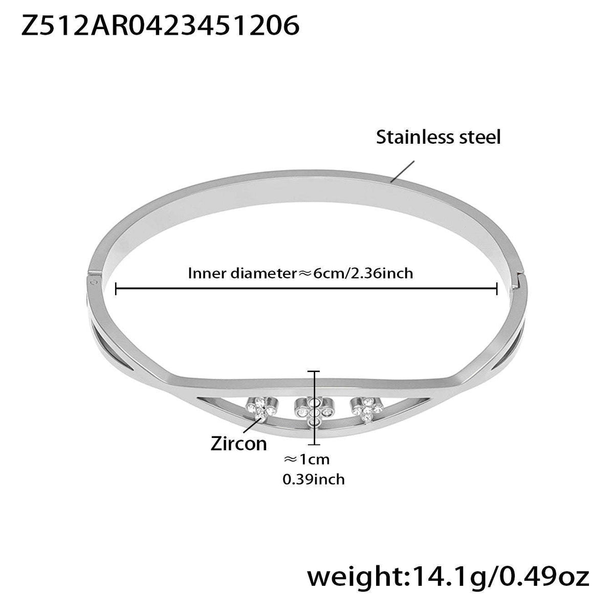 D관 - 큐빅 라인 18K 도금 스테인리스 스틸 뱅글 팔찌 [Z512-15] 25.12-2