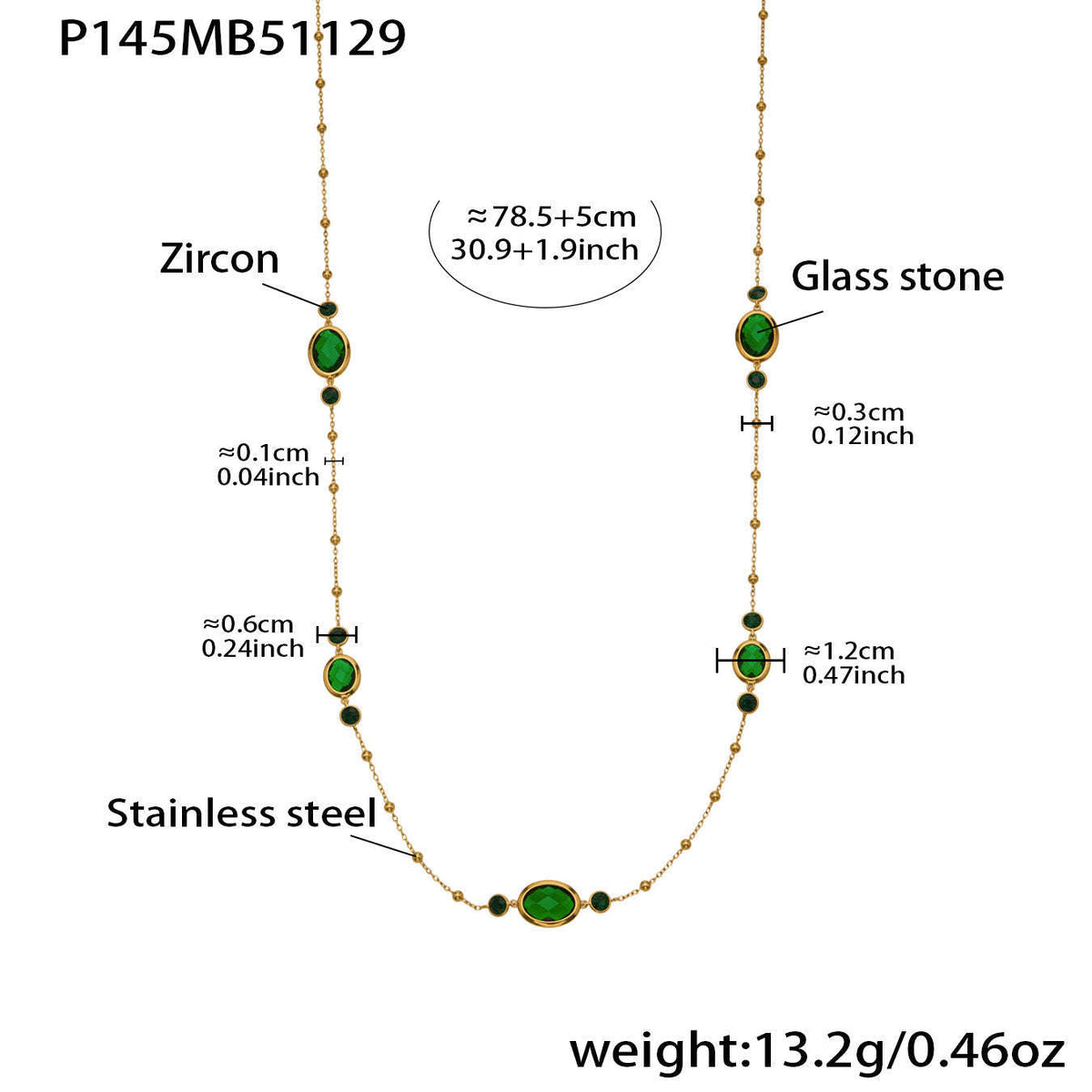 D관 - 스테인리스 스틸 타원형 컷팅 글라스 스톤 18K도금 목걸이 팔찌 귀걸이 [TXP506] 25.12-1