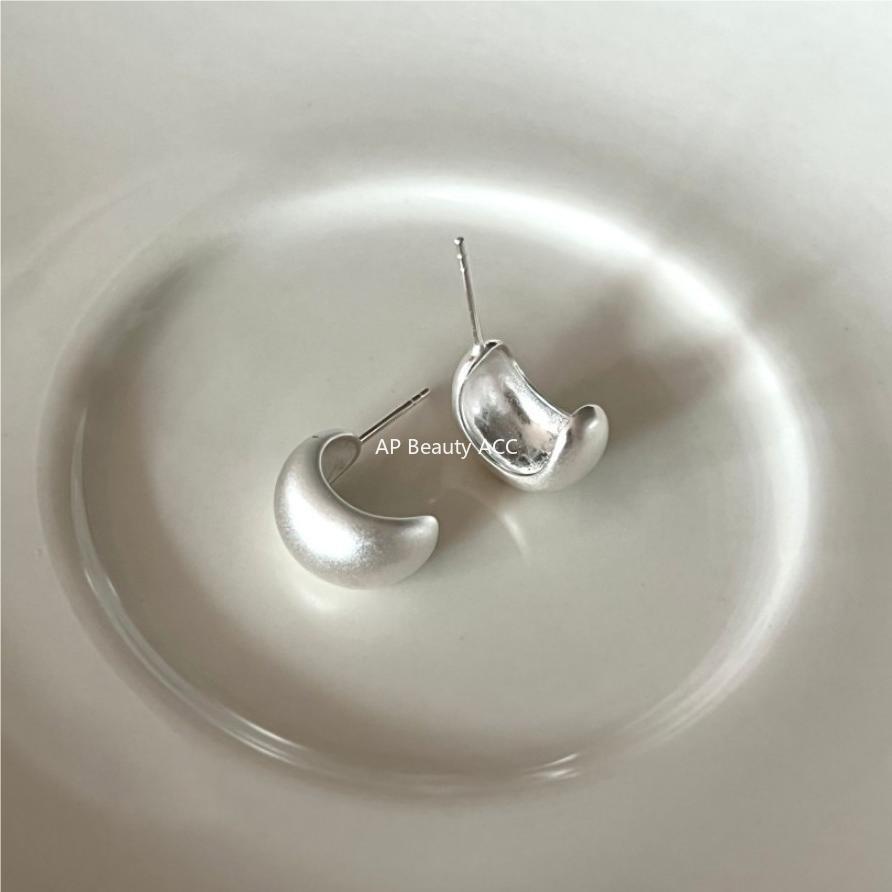 F관 - 925 실버 U자형 곡선 매트 귀걸이 [C1084] 25.10-4