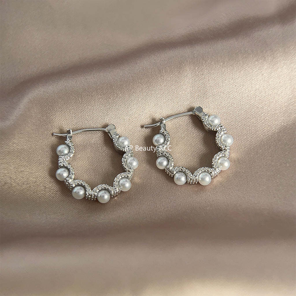 C관 - 개성 있는 로즈 기하학 은침 인스타 귀걸이 [3771] 24.04-3