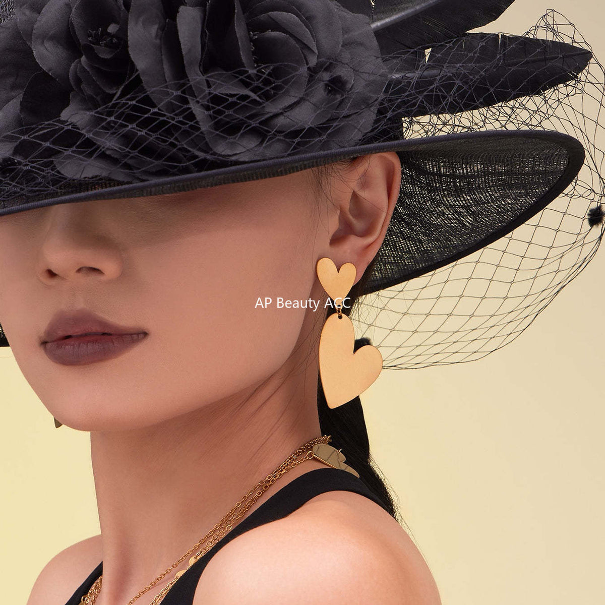 D관 - 스테인리스 18K 도금 비대칭 하트 디자인 목걸이 귀걸이 반지 [TXP462] 25.10-5