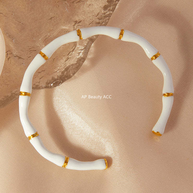 D관 - 티타늄 스틸 컬러 코팅 대나무 텍스처 유니크 레트로 팔찌 [Z304] 24.06-4