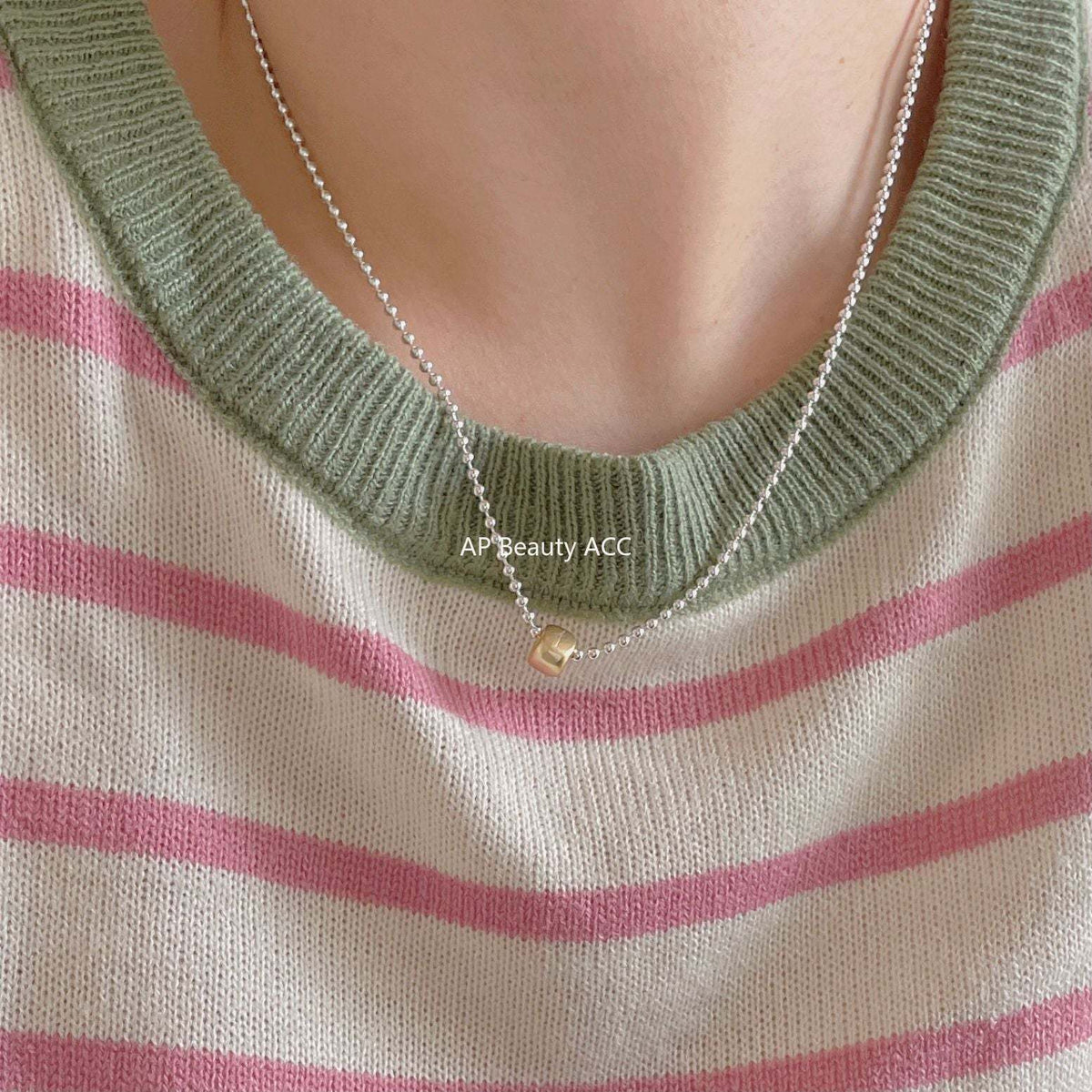 F관 - 925 실버 삼각 무광 비즈 목걸이 [B1167] 25.12-3