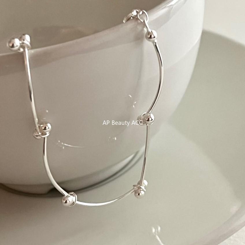 F관 - 925 실버 폴딩 라인 비즈 팔찌 [A312] 25.12-1