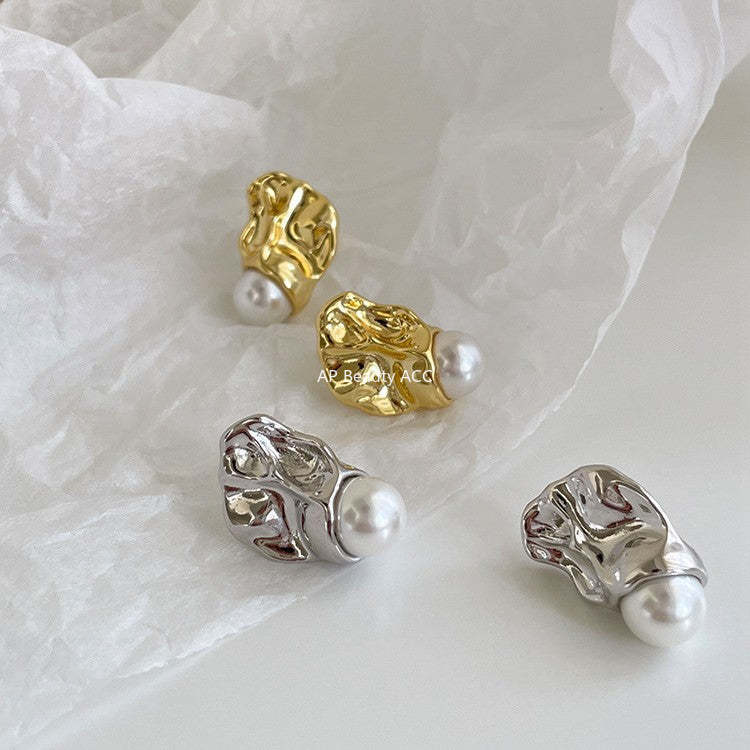 A관 - 비정형 디자인 진주 925 은침 귀걸이 [EH-4323] 25.12-2