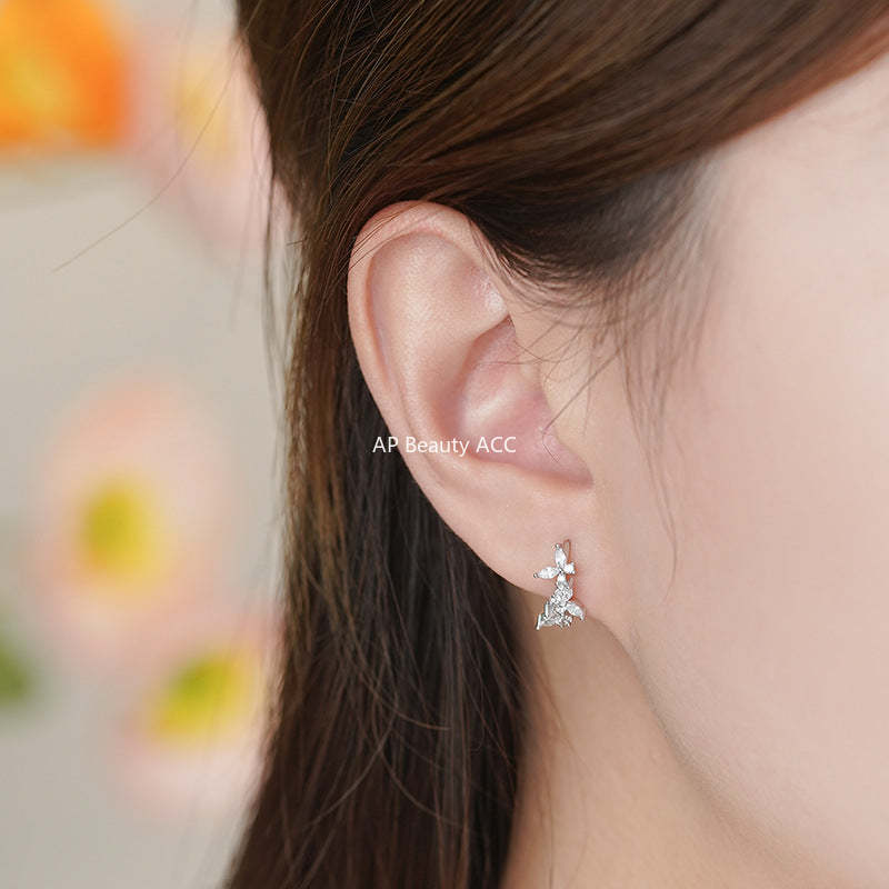 B관 - 999 실버 큐빅 나비 디자인 링 귀걸이 [YC7071E_1] 25.10-5