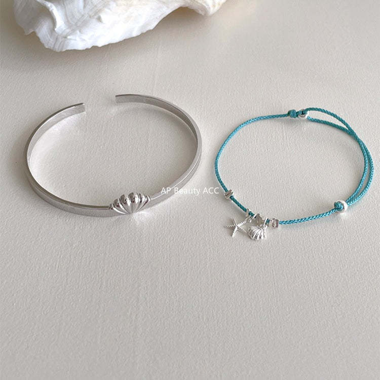 A관 - 불가사리 조개 925 실버 스트랩 팔찌 [SL-488] 25.12-1