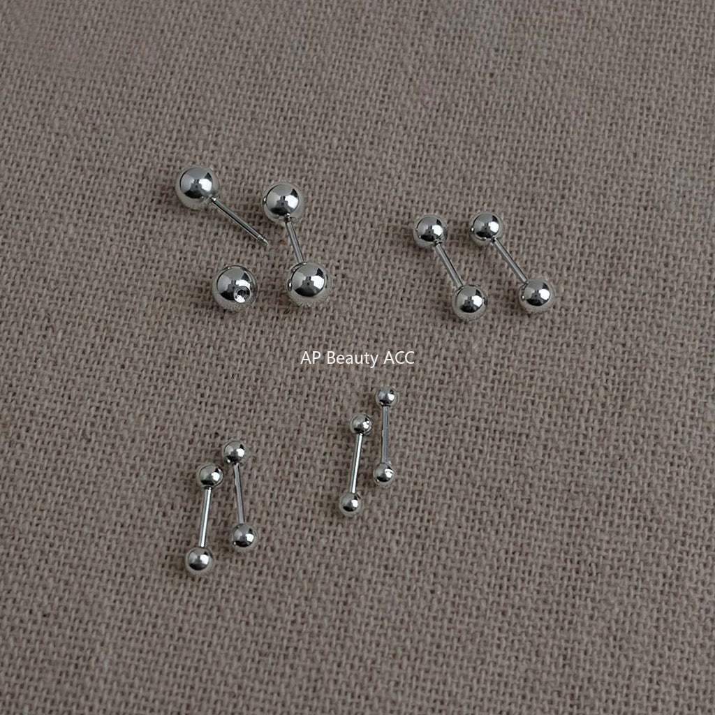 C관 - 304 스테인리스 스틸 원형 볼 스크루 귀걸이 [5334-5337] 24.12-3