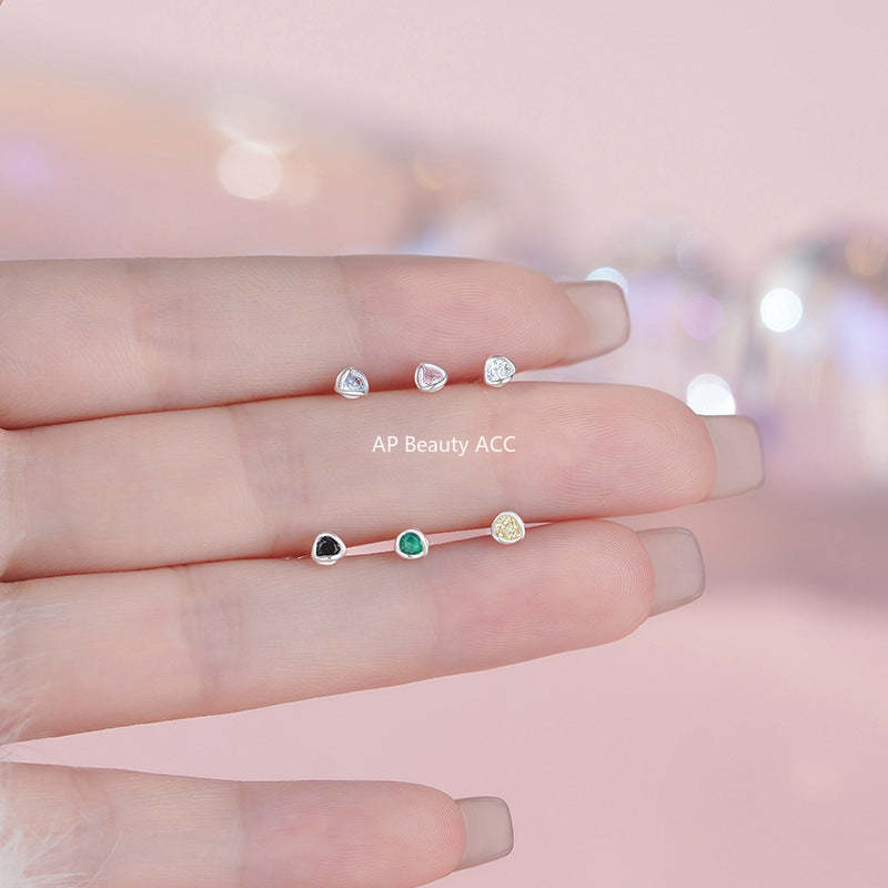 B관 - 999 실버 컬러 큐빅 스터드 귀걸이 [YC10043E] 25.12-1