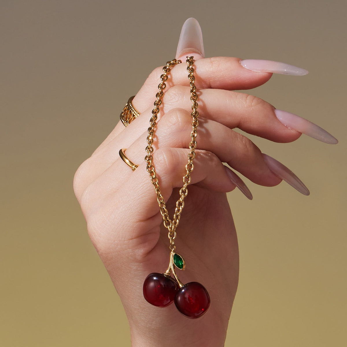 D관 - 스테인리스 스틸 레진 체리 펜던트 목걸이 귀걸이 [TXF427] 25.10-2