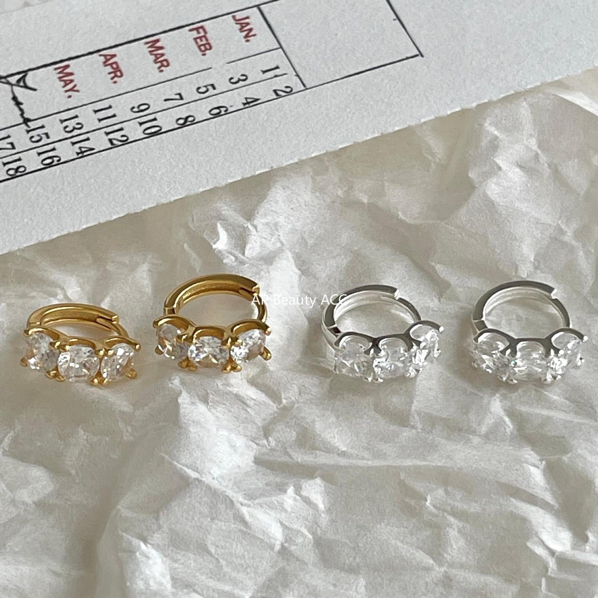 F관 - 925 실버 트리플 큐빅 링 귀걸이 [C1418] 25.11-1