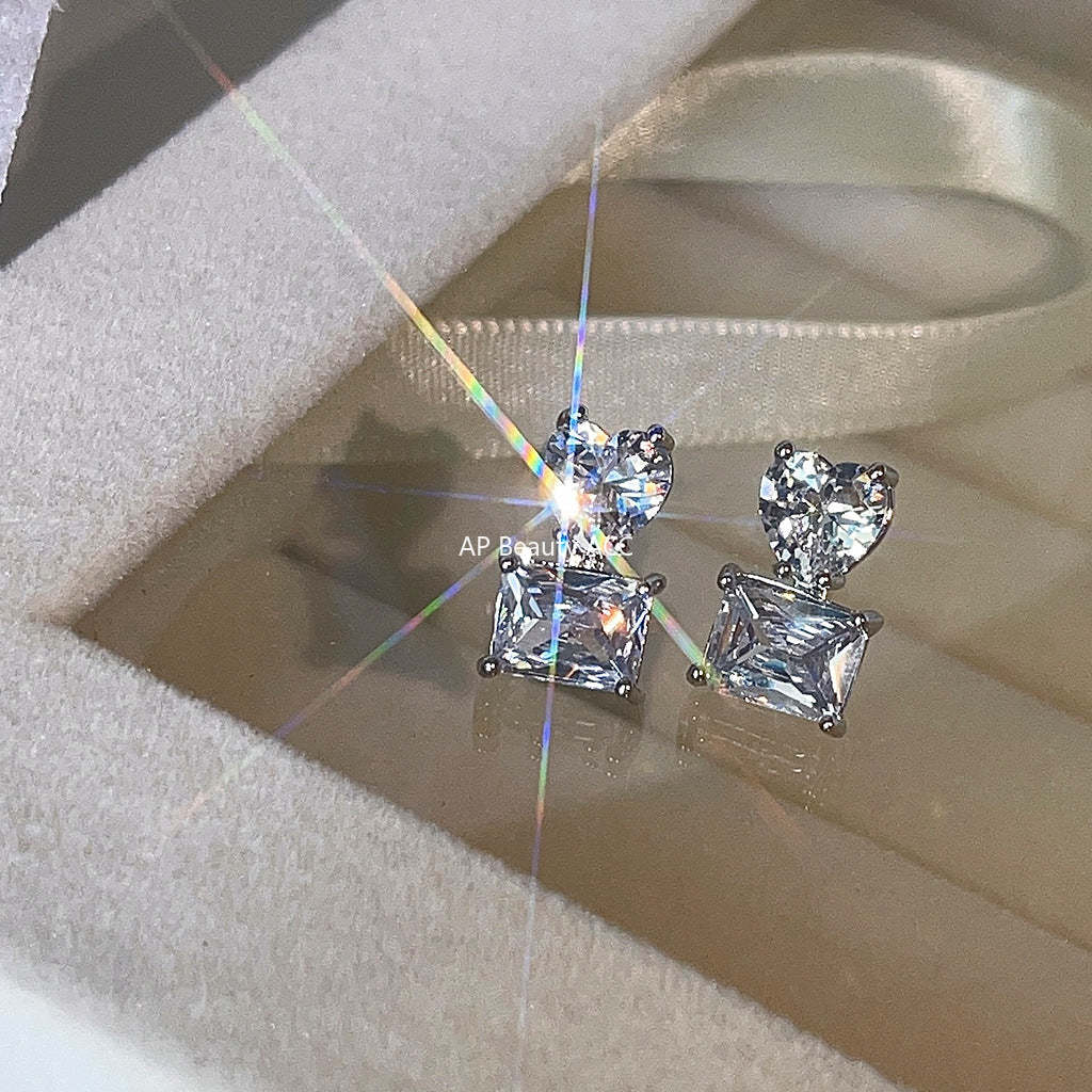 C관 - 고급스러운 미니 큐빅 하트 디자인 은침 귀걸이 [A893] 24.04-1