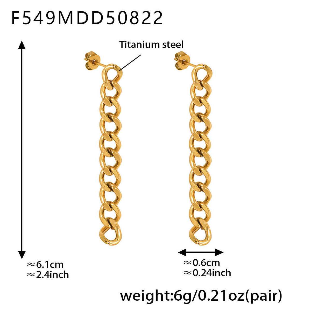 D관 - 스테인리스 스틸 18K 도금 리본 모자 체인 귀걸이 [F549-F1369] 25.08-5