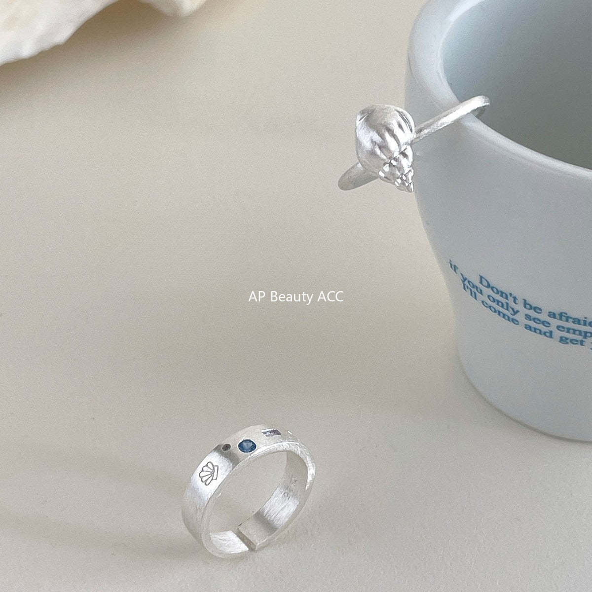 A관 - 925 실버 조개 디자인 샌딩 오픈형 반지 [JZ-0714] 25.10-5