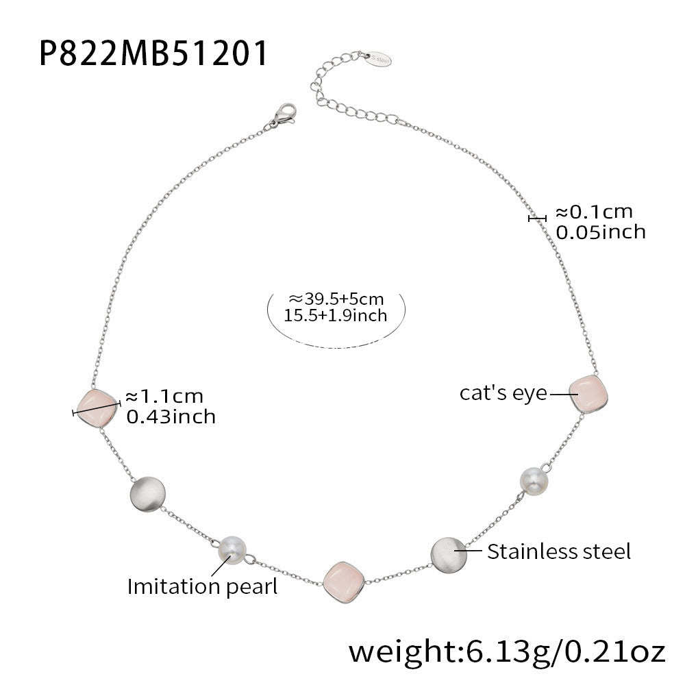 D관 - 묘안석 컬러 비즈 18K 도금 스테인리스 스틸 목걸이 [P822] 25.12-2