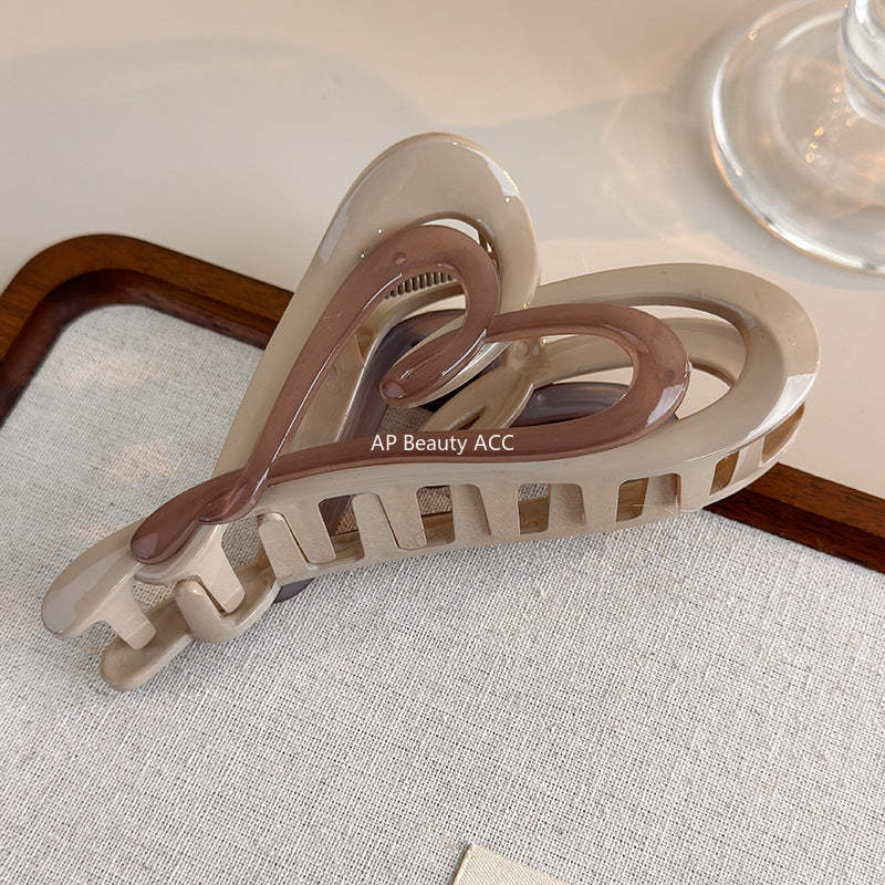 E관 - 브라운 더블 레이어 하트 모양 집게핀 [27753] 25.12-1