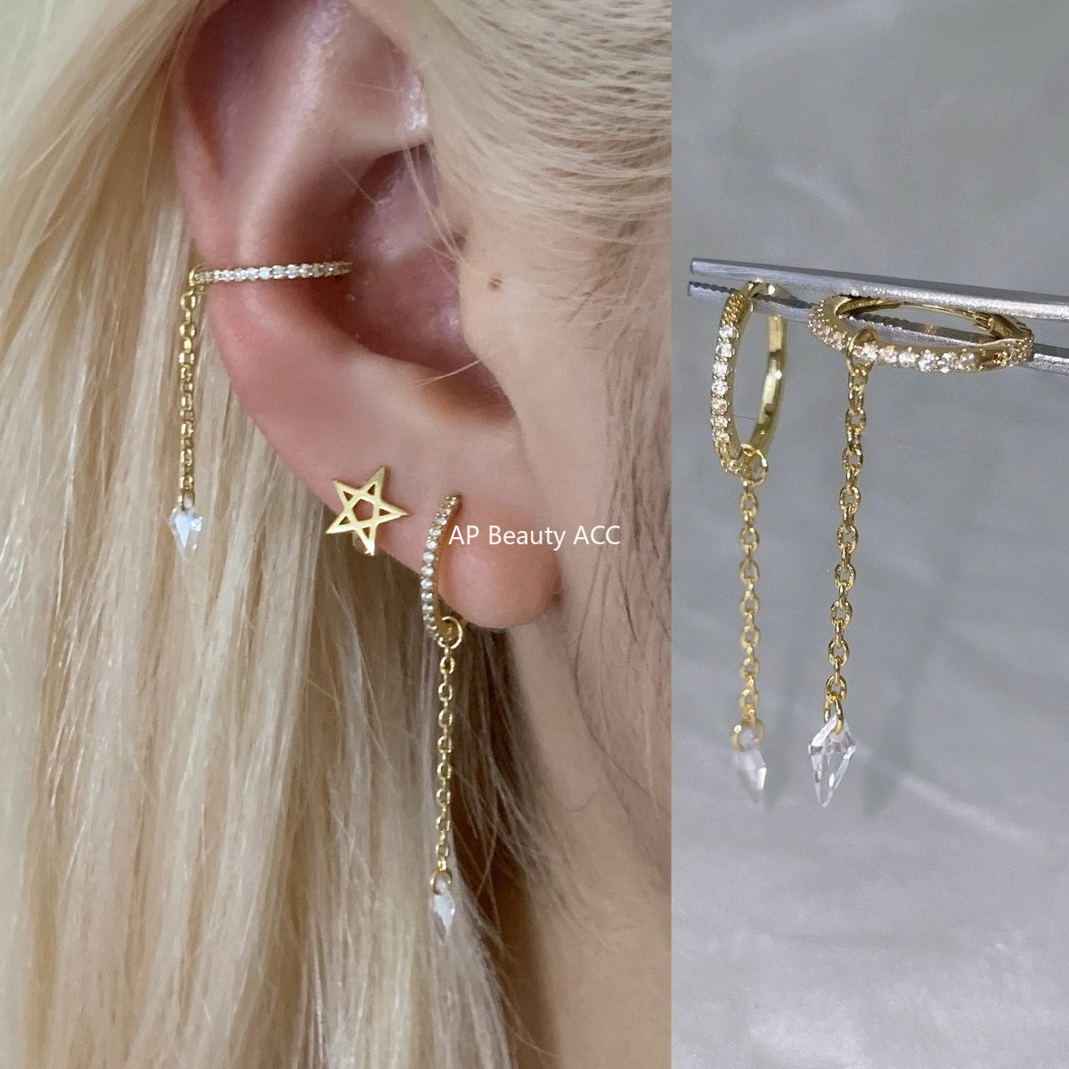 A관 - 925 은침 마름모 드롭 큐빅 디자인 귀걸이 [EH-4181] 25.10-3