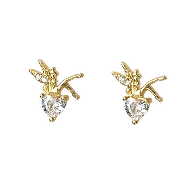 C관 - 14K 도금 큐빅 팅커벨 은침 귀걸이 [5923] 25.04-4